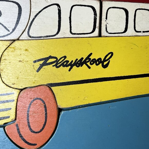 Lot‎ of 2 Vintage Playskool Wood Puzzles Disney Mickey Mouse & Bus - Picture 4 of 9